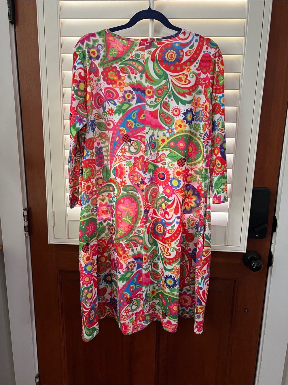 Colorful Paisley Floral Knit Tunic Dress - Bright Multicolor - Picture 2 of 5
